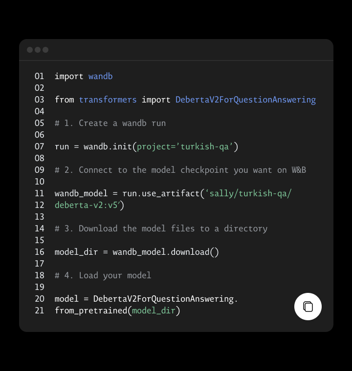 The code sample on its own