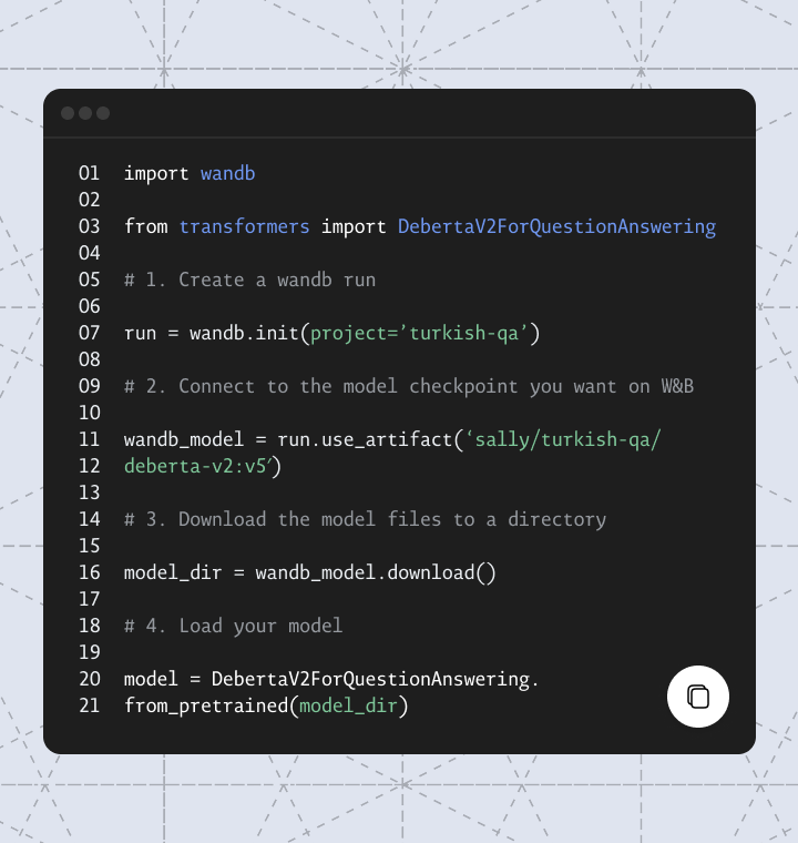 The code sample on its own