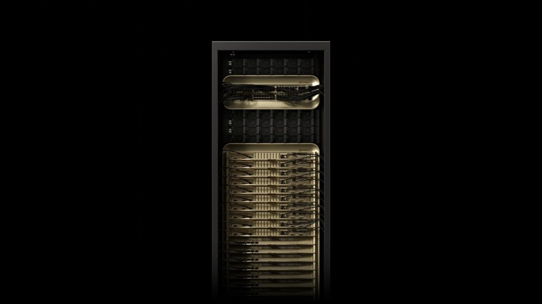 An NVIDIA GB200 NVL72 rack